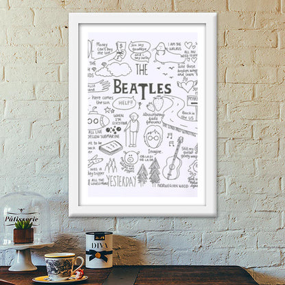 Beatles Doodle Premium Italian Wooden Frames