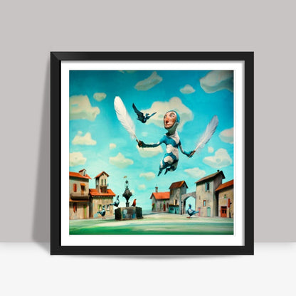 Flying like a bird  Square Art Prints