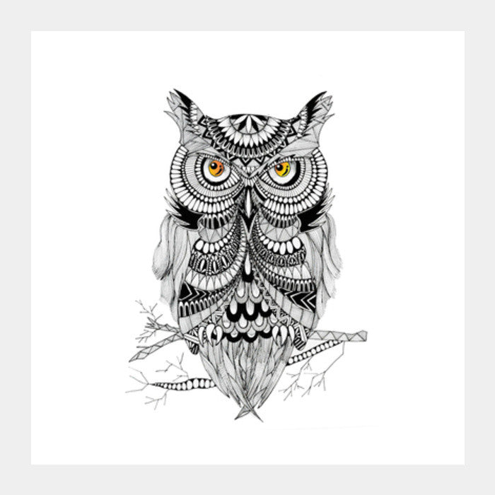 Doodle Owl Square Art Prints