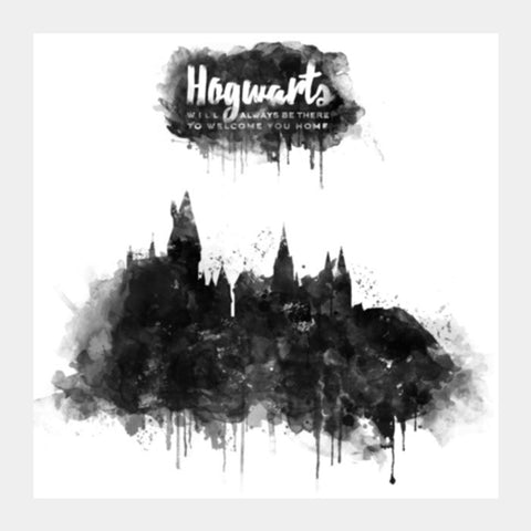 Harry Potter-Hogwarts | B&W Square Art Prints