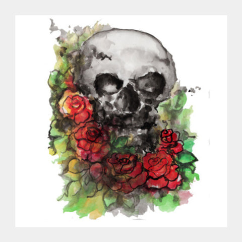 a skull symbolize our morality and deaths relationship to life. Square Art Prints