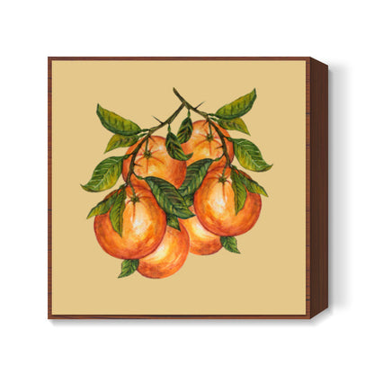 Bunch Of Oranges Watercolor Fruit Painting Square Art Prints