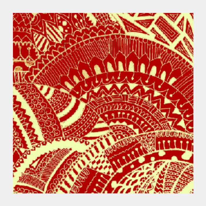 Square Art Prints, White-red doodle squareart