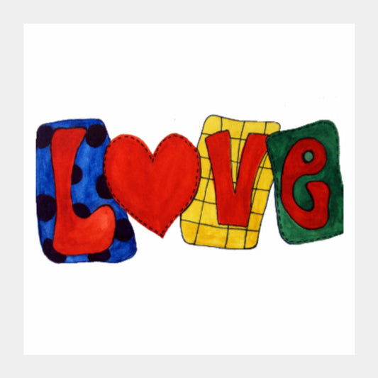 Square Art Prints, Love Text Square Art Print