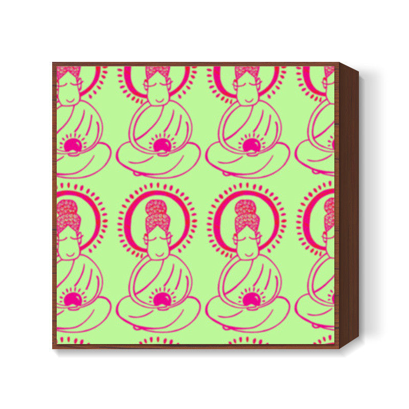 Buddha_LimeGreen Square Art Prints