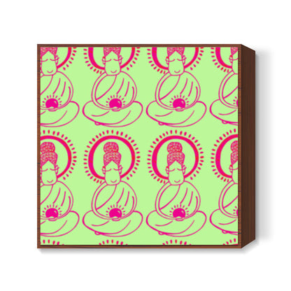 Buddha_LimeGreen Square Art Prints