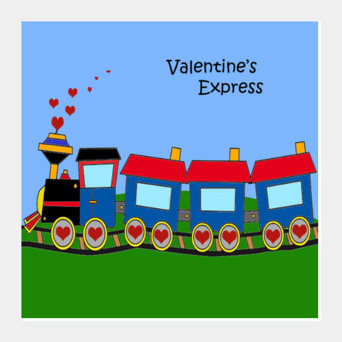 Square Art Prints, Valentines Day Love Express Train Poster Square Art Prints