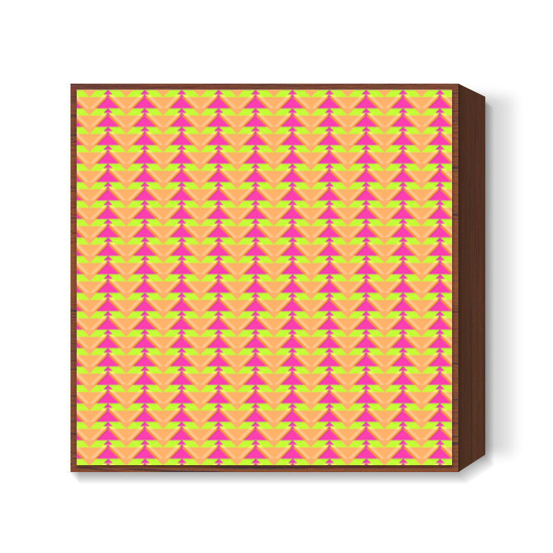 Trippy Triangles | Orange Pink Square Art Prints