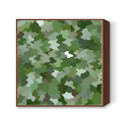 Cool Green Camouflage Pattern Square Art Prints