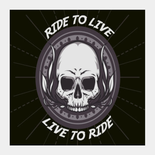 Skull - Bike Rider Square Art Prints