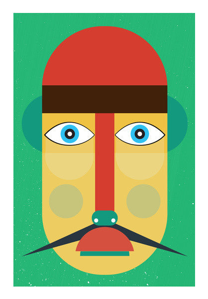 Human Face Digital Art With Green Background Art PosterGully Specials