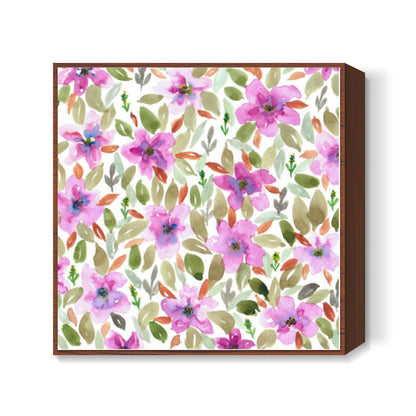 Beautiful Watercolor Floral Background Pattern Painting Wall Art Print Square Art Prints