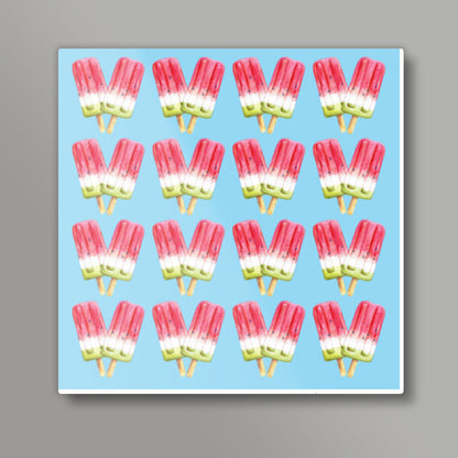 Watercolor Popsicles Summer Ice Cream Candy Background Pattern Square Art Prints