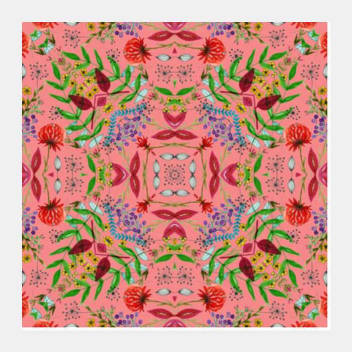 Floral Kaleidoscope Pattern  Square Art Prints