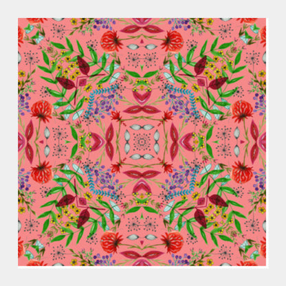 Floral Kaleidoscope Pattern  Square Art Prints