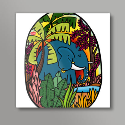 The Morning Elephant Square Art Prints