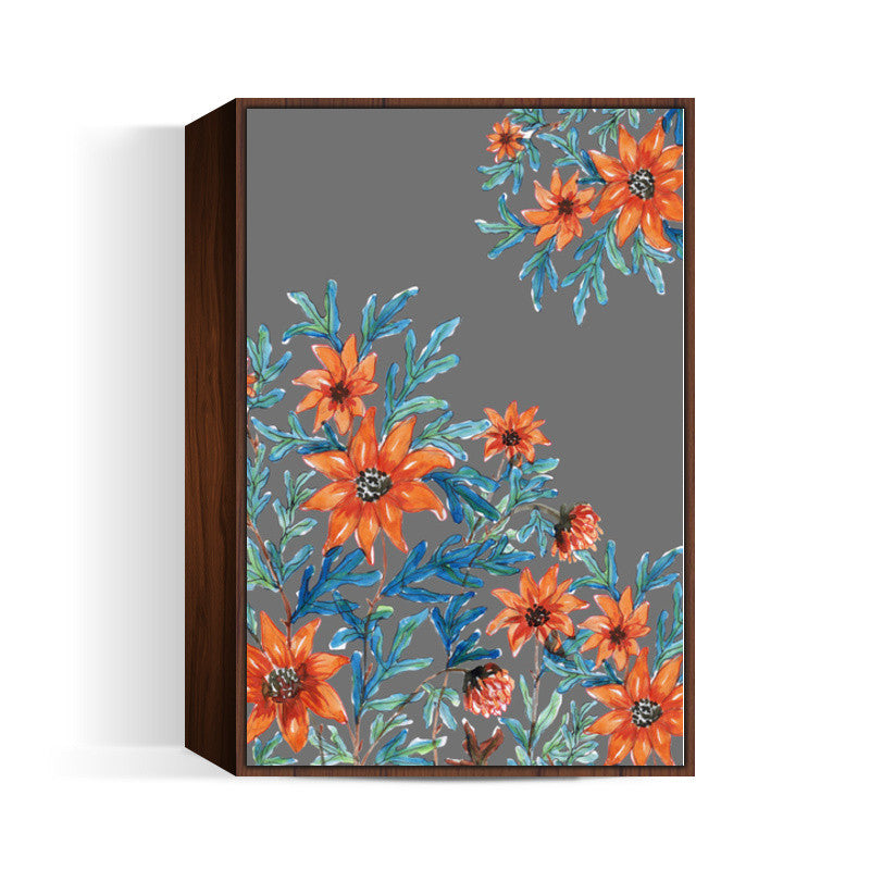 Orange Wildflowers Painting Floral Decor  Wall Art