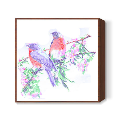 2 Colorful Birds Square Art Prints