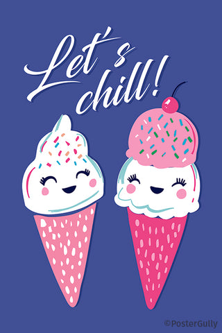 Cute Icecreams On A Date Lets Chill Minimal Artwork