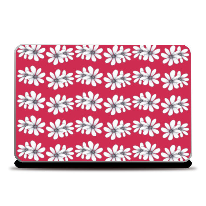 Vintage Retro White Daisies Pink Floral Pattern Laptop Skins