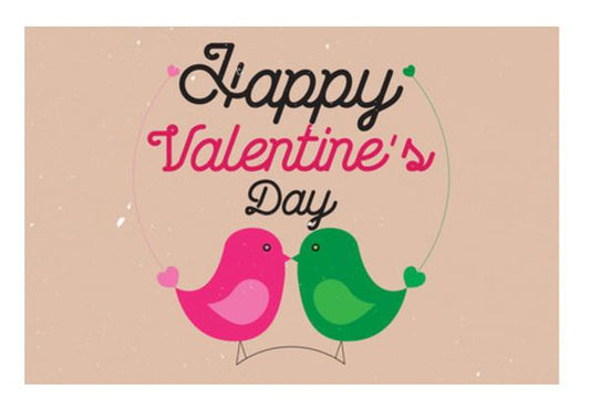 PosterGully Specials, Valentine birds pink and green Wall Art