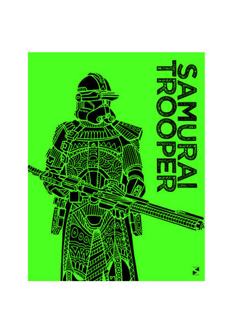 Samurai Trooper : Star Wars Inspired Original Art, Green, Black, Pop Art, Trendy Graphic Art, Bold, Bright, Intricate Wall Art