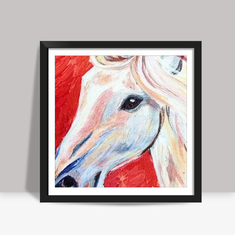 Fiery horse on canvas Square Art