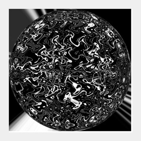 Black And White Spherical Digital Galaxy Space Art Background Square Art Prints
