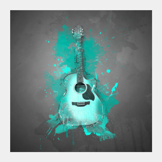 Guitar Splash –Aqua Square Art Prints