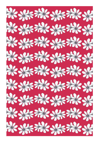 Vintage Retro White Daisies Floral Pattern Fashion Background Wall Art