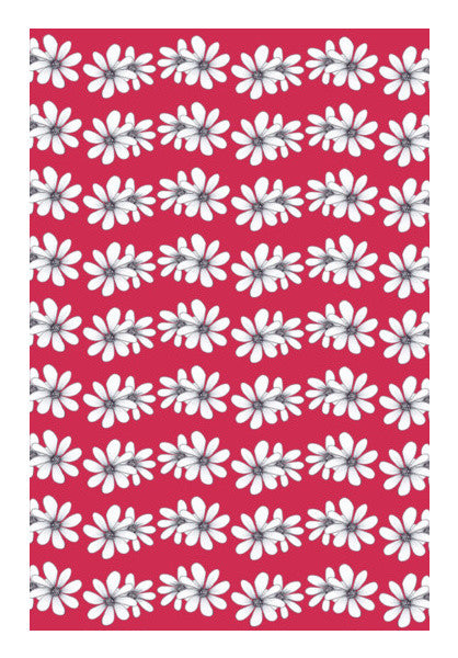 Vintage Retro White Daisies Floral Pattern Fashion Background Wall Art