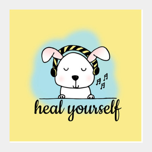 Heal with Music Yellow Square Art Prints