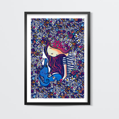 girl and her dog Wall Art