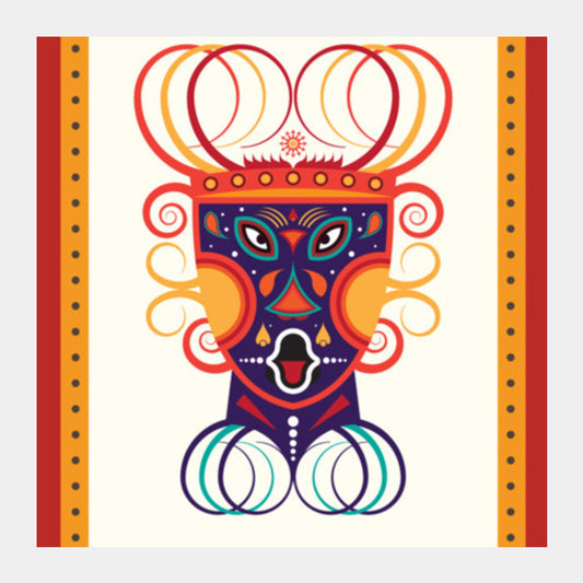 Ceremonial Tribal Mask Square Art Prints PosterGully Specials