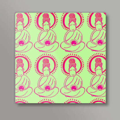 Buddha_LimeGreen Square Art Prints