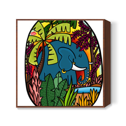 The Morning Elephant Square Art Prints