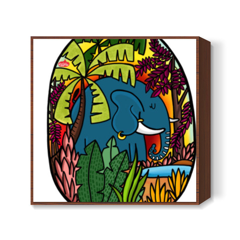 The Morning Elephant Square Art Prints