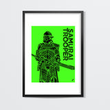 Samurai Trooper : Star Wars Inspired Original Art, Green, Black, Pop Art, Trendy Graphic Art, Bold, Bright, Intricate Wall Art