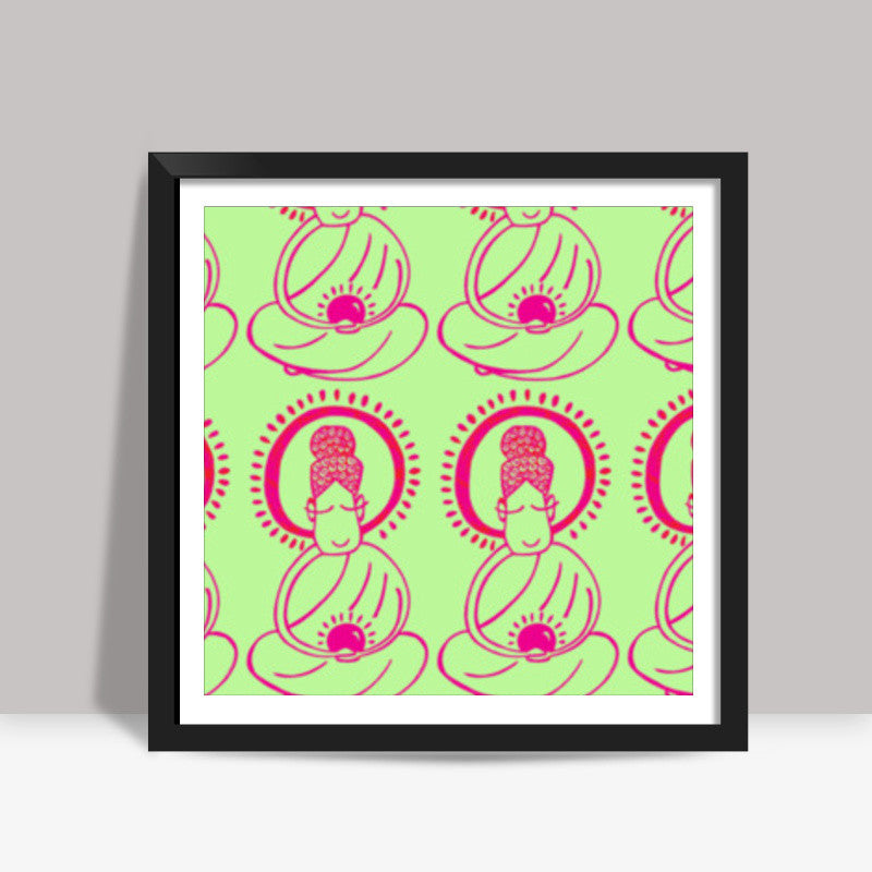Buddha_LimeGreen Square Art Prints