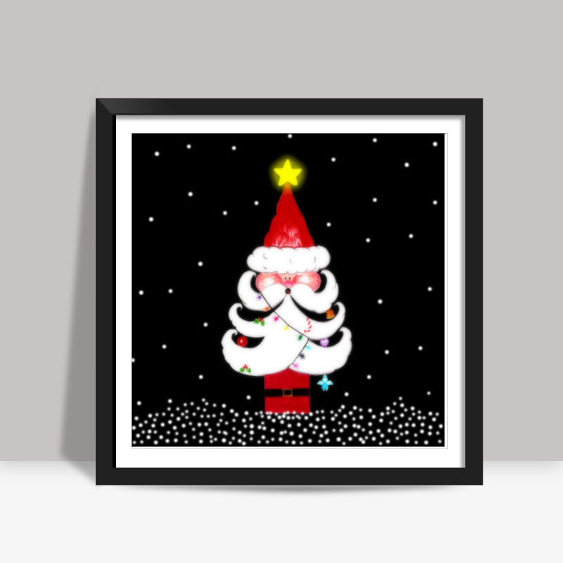 Santa tree Square Art Prints