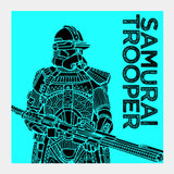 Samurai Trooper : Star Wars Inspired Original Art, Blue, Black, Pop Art, Trendy Graphic Art, Bold, Bright, Intricate Square Art Prints