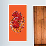 Rooster on fire Door Poster