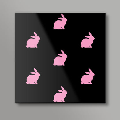 Bunnies Black Square Art Prints