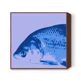 Abstract Rohu Fish Blue Square Art
