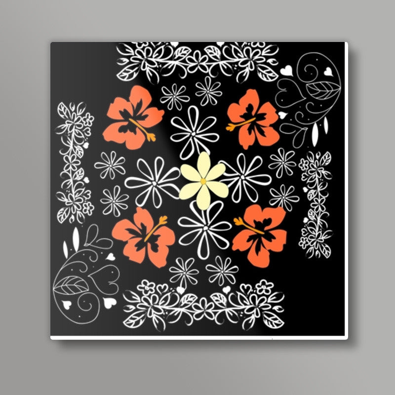 Flower Design Square Art Prints