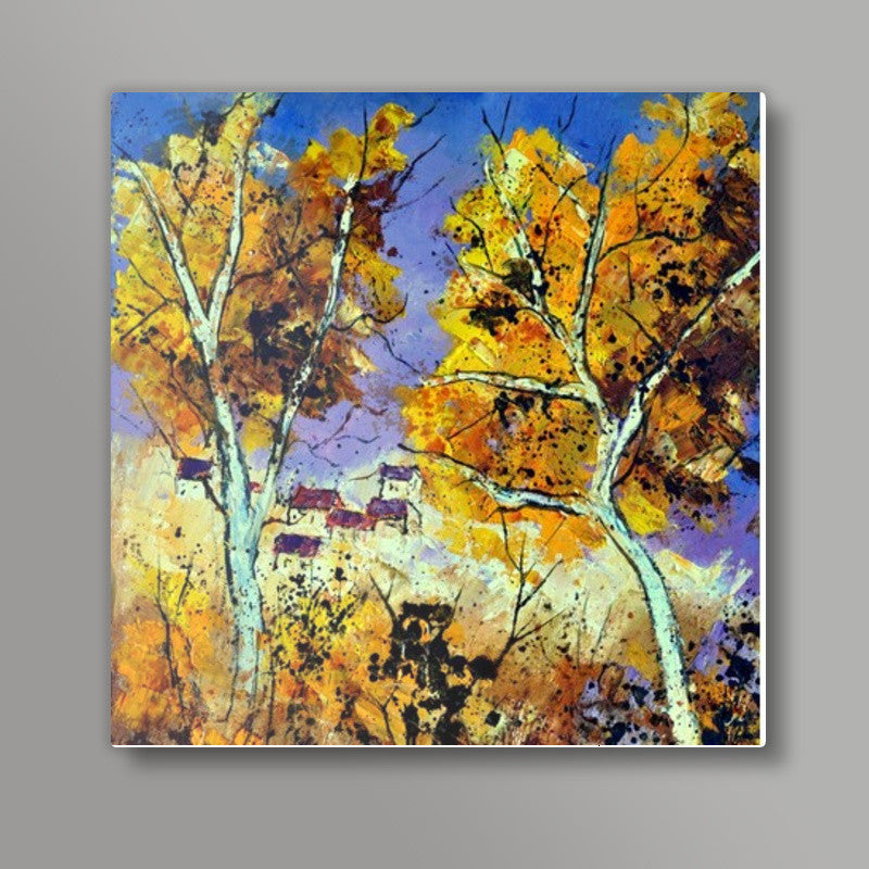 Two trees in Autumn 5698 Square Art Prints