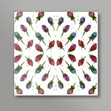 Rose Buds Vintage Floral Mandala Pattern Background Square Art Prints