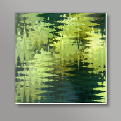 Abstract Green Zigzag Waves Art Background Square Art Prints