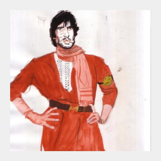 PosterGully Specials, Amitabh Bachchan was convincing as an underdog in Coolie Square Art Prints