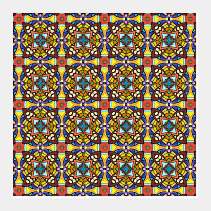 Colorful Geometric Folk Art Background Pattern Square Art Prints